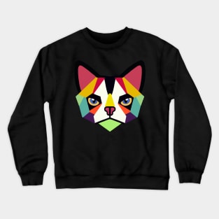 Geometric Cat Face Big Ears Crewneck Sweatshirt